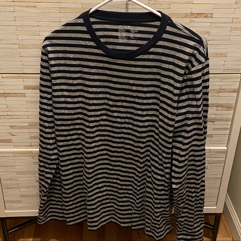 MUJI gray blue stripe long-sleeve shirt unisex